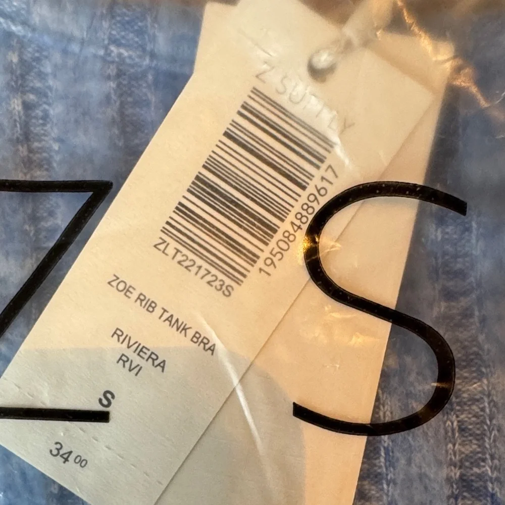 Z Supply Women's Light Blue Ribbed Crop Top - Picture 2 of 5